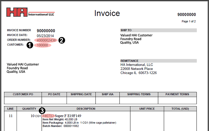 example invoice to use for validation